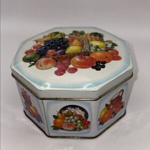Vintage Octagon Fruit Tin England